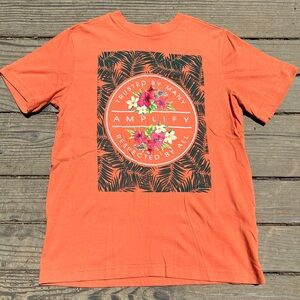 Amplify orange cotton blend tropical graphic print short sleeve casual t-shirt